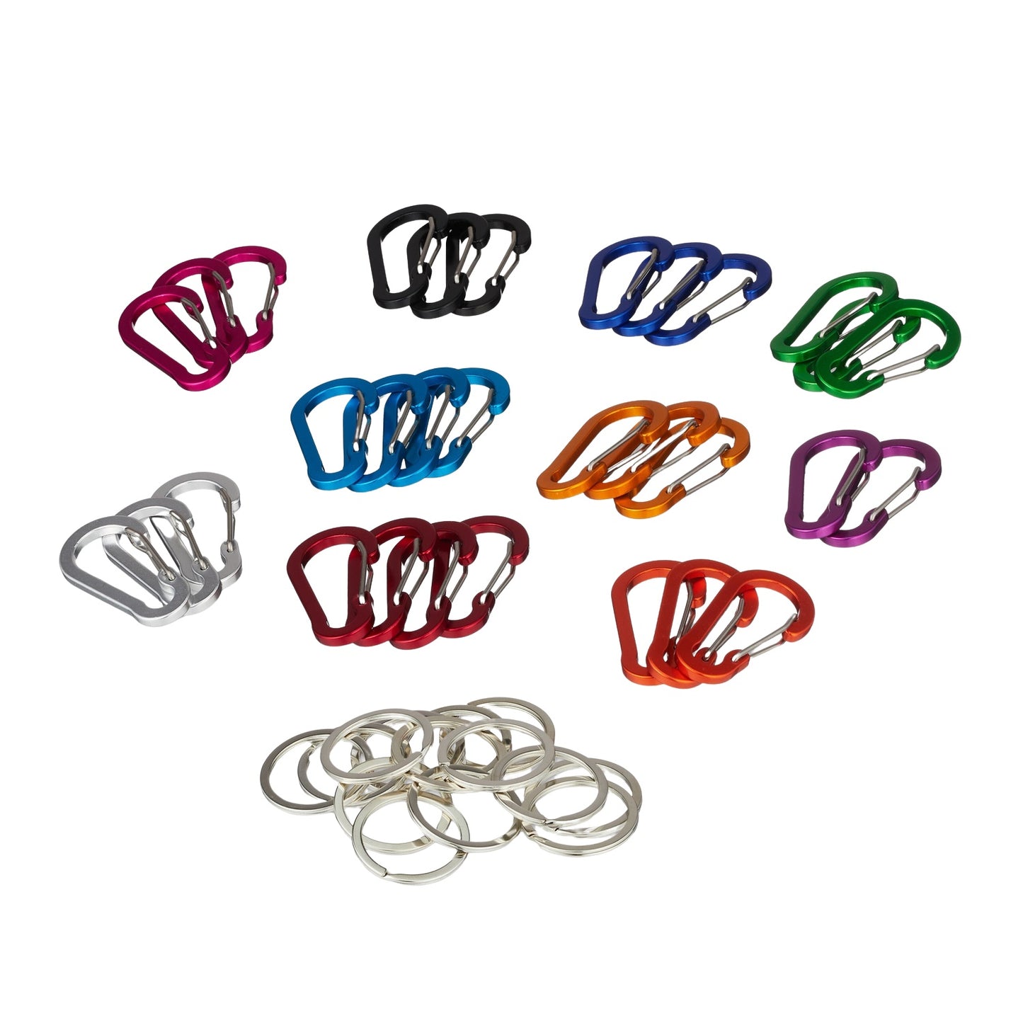 30 carabiners with 14 key rings