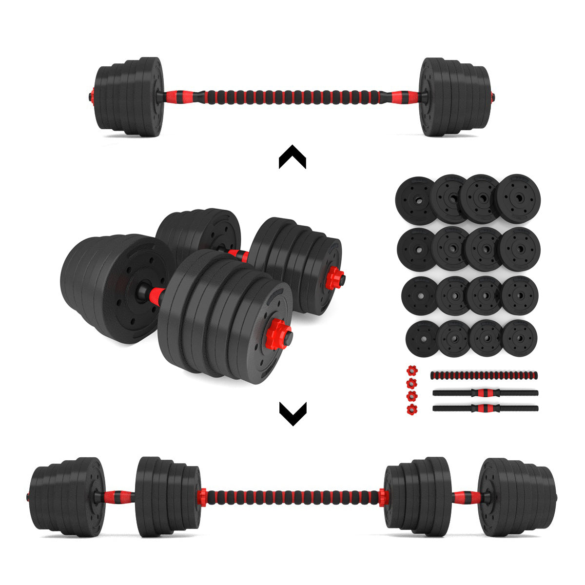 30 kg Adjustable Barbell and Dumbbell Set