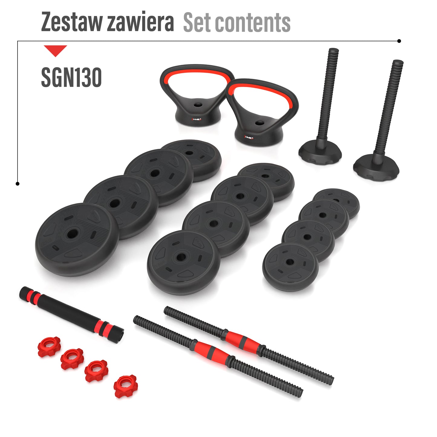 30kg Adjustable Dumbbell Weight Set, 6-in-1