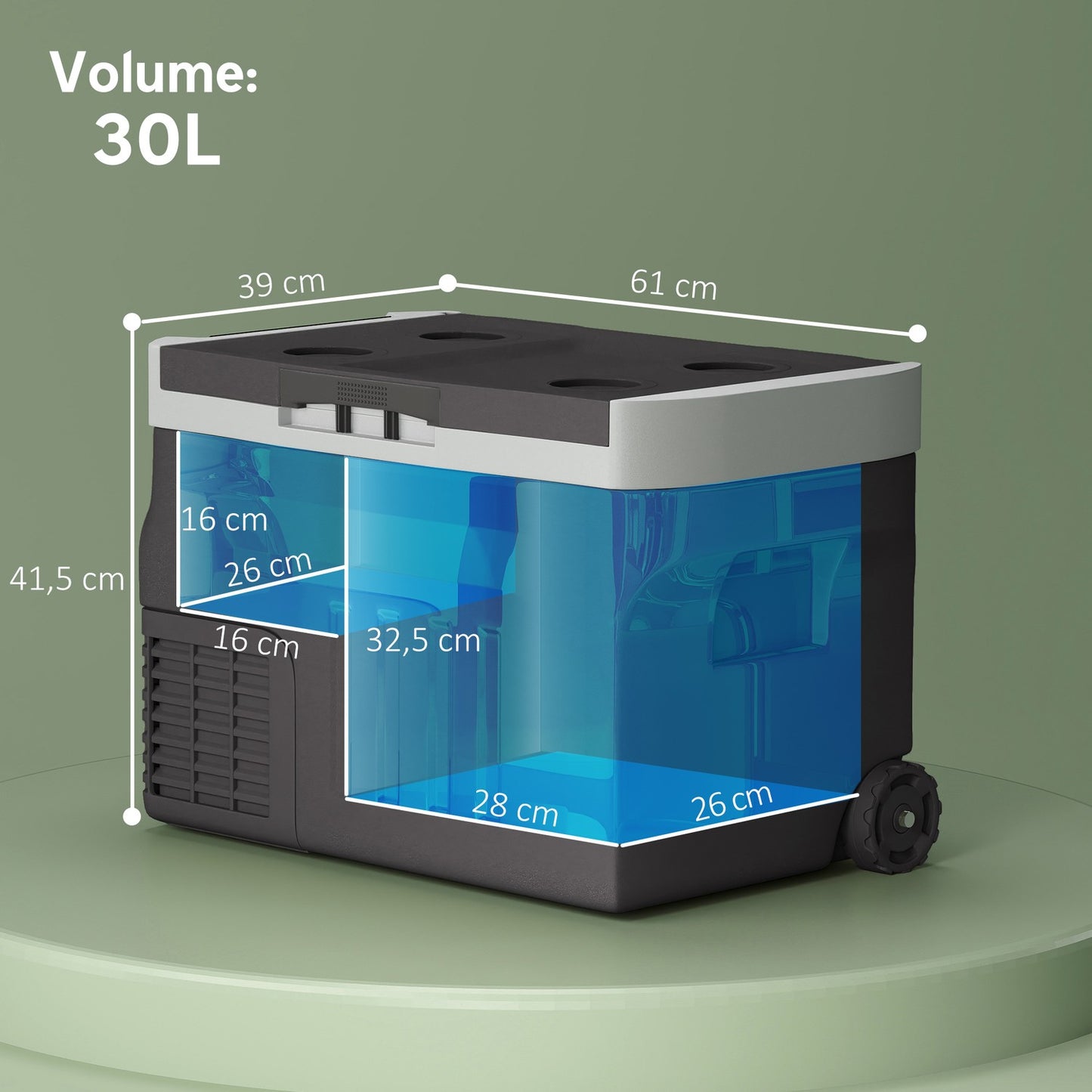 Electric cooler box, 30L, LED, ECO Mode, 12/230V, Black