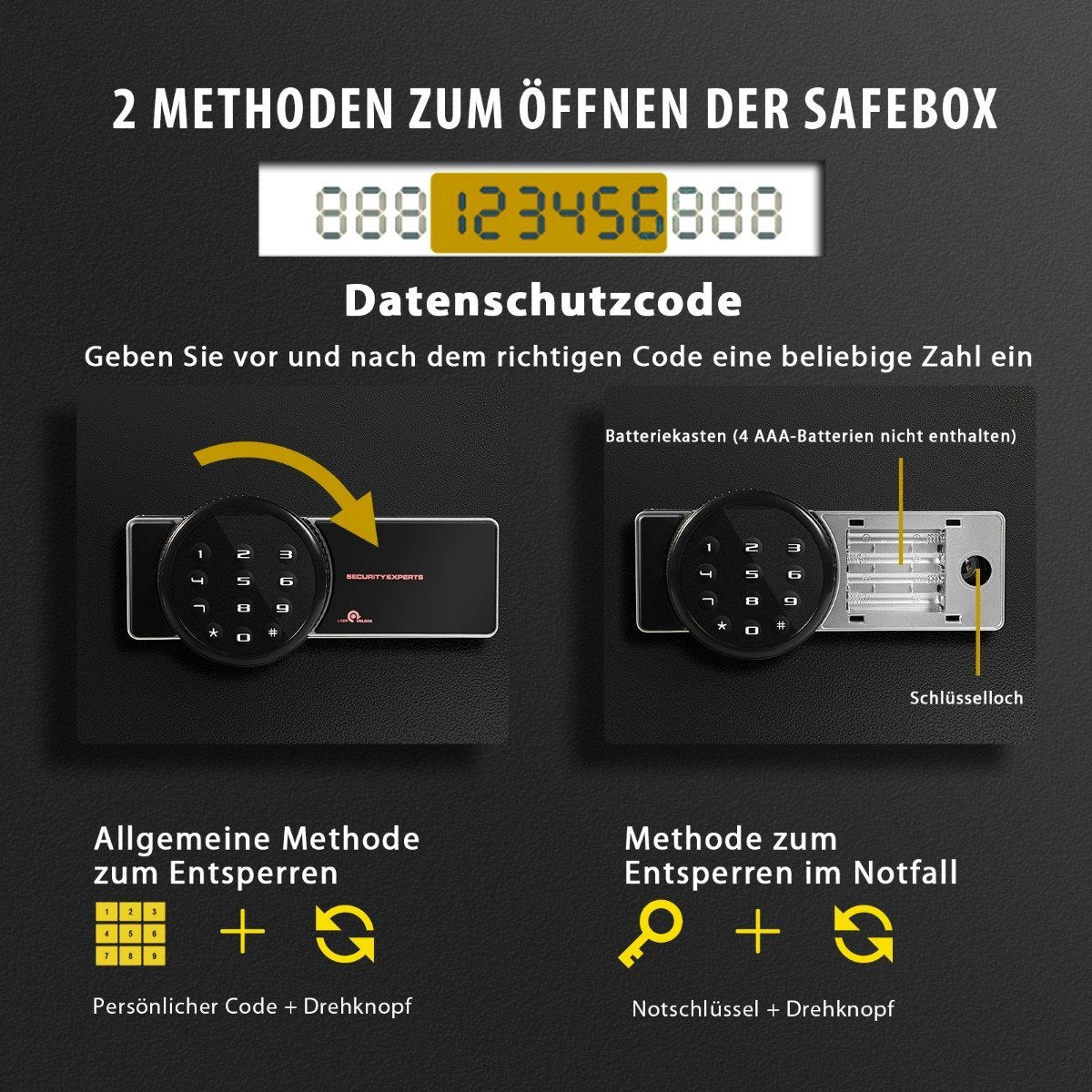 31.5L Safe Electronic Safe Cabinet with Digital Keypad and Key 40 x 30 x 31 cm Black