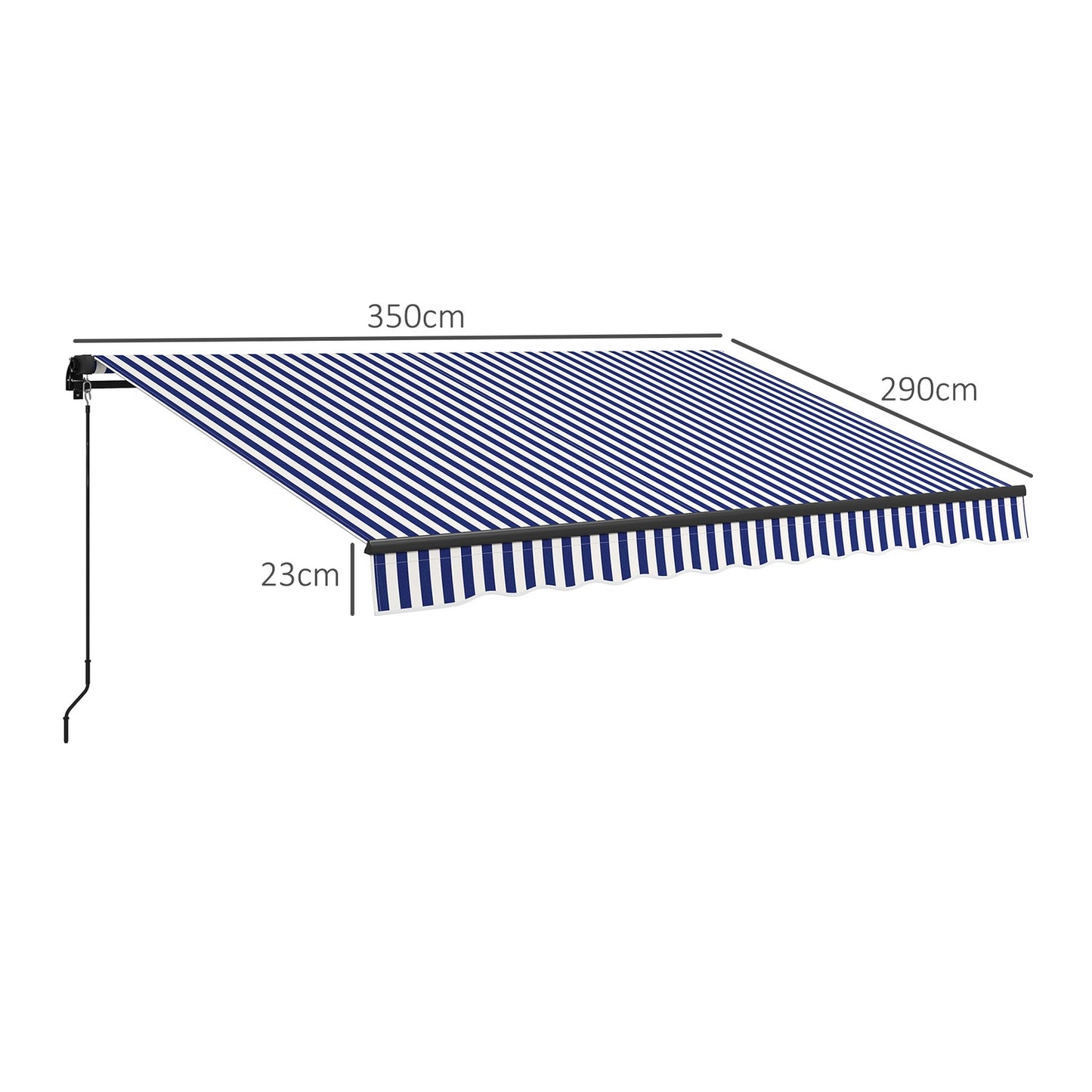 Aluminum Blue & White Wall Awning, 3.5 x 3 m Sun protection