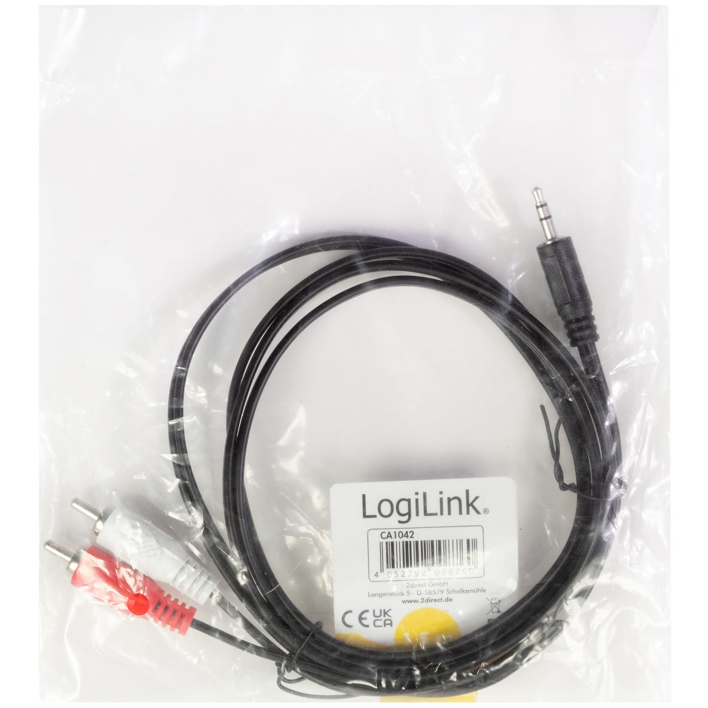 3.5mm to 2x RCA Audio Cable, 1.5m, Black