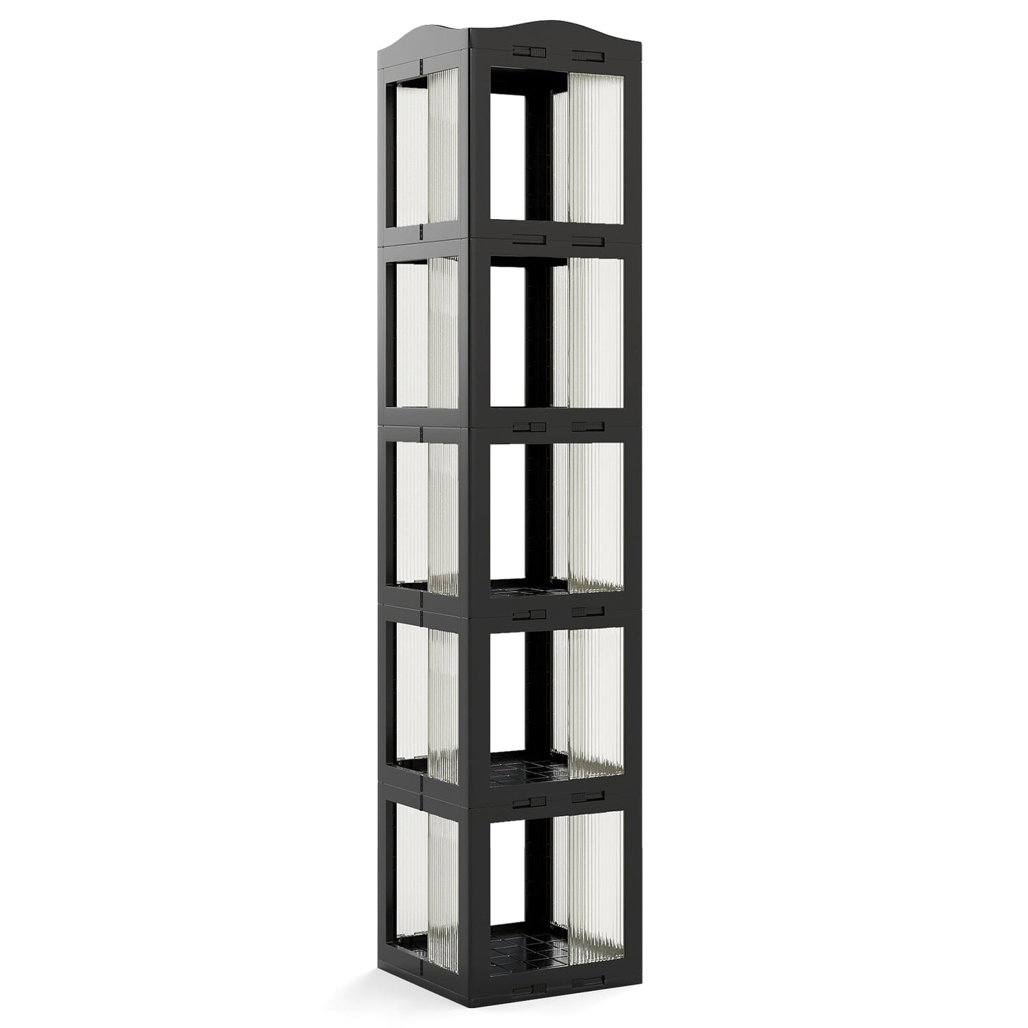 360 Rotating Bookshelf, Foldable, Transparent, Black, 174 cm