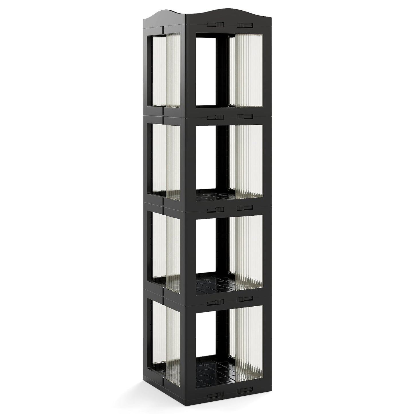 360 Rotating Bookshelf, Foldable, Transparent, Black