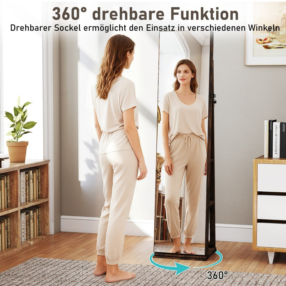 360 Rotating Jewelry Armoire with Mirror & Shelves