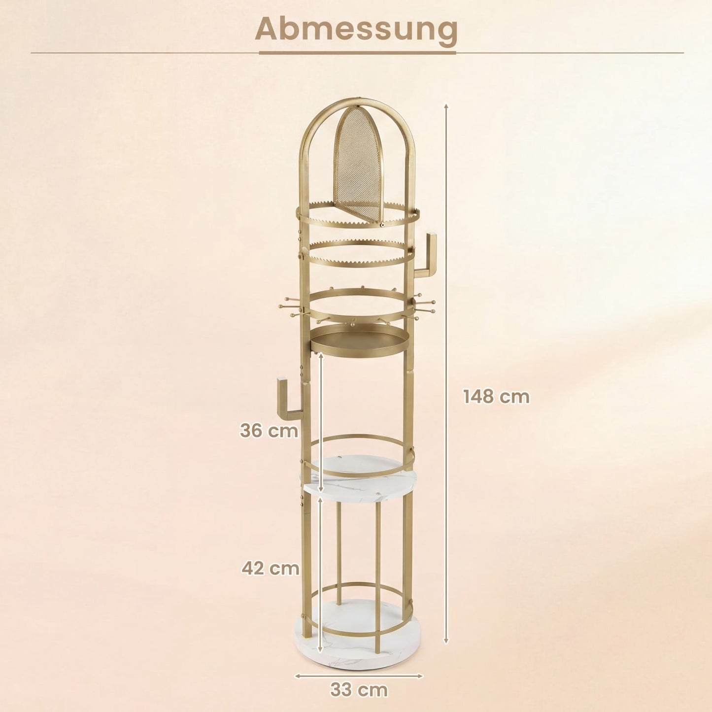 360 Rotating Jewelry Stand with Earring & Necklace Holders