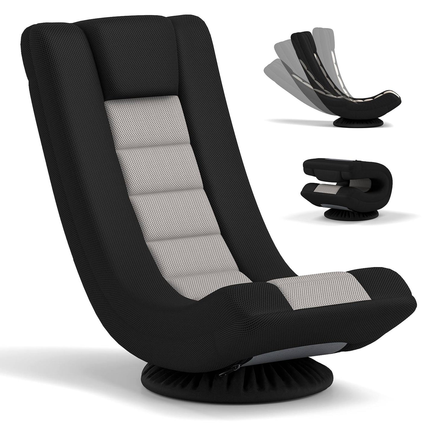 360 Swivel Floor Chair with Adjustable Backrest, Grey