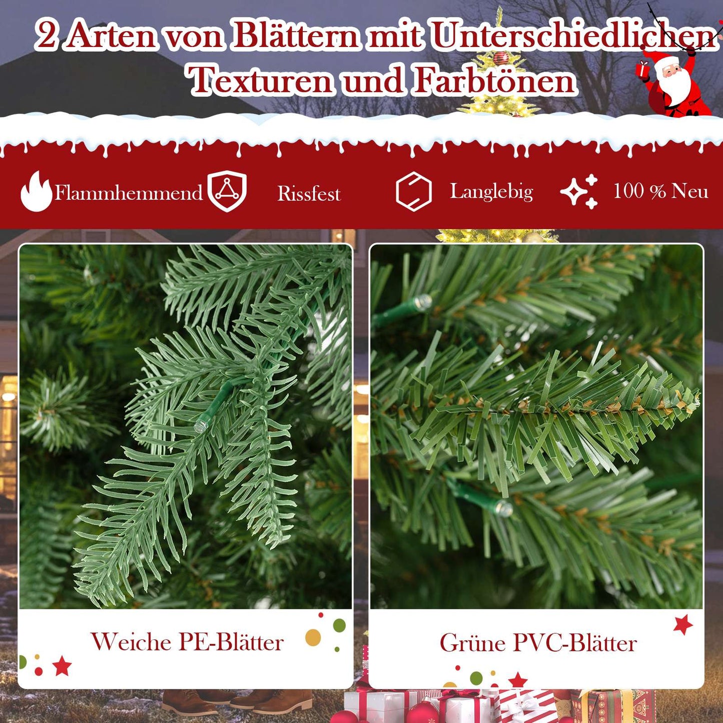 360 cm Pre-Lit Artificial Christmas Tree, Indoor/Outdoor