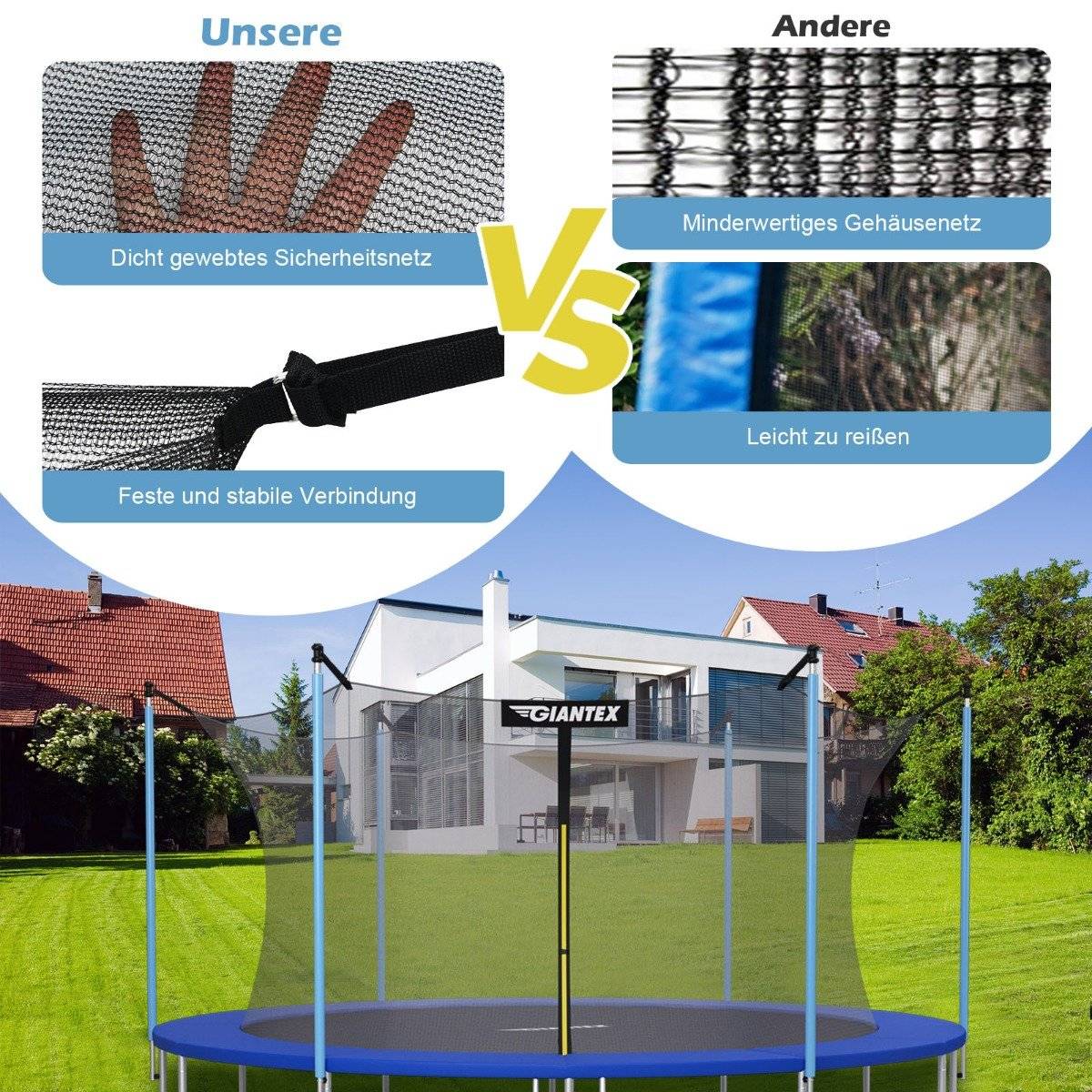 Ø366 cm trampoline safety net for garden trampolines inside black
