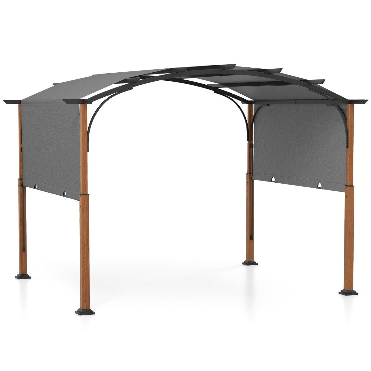 3.6 x 3 m Pergola with Retractable Roof Waterproof Stable Winterproof Gazebo Gray