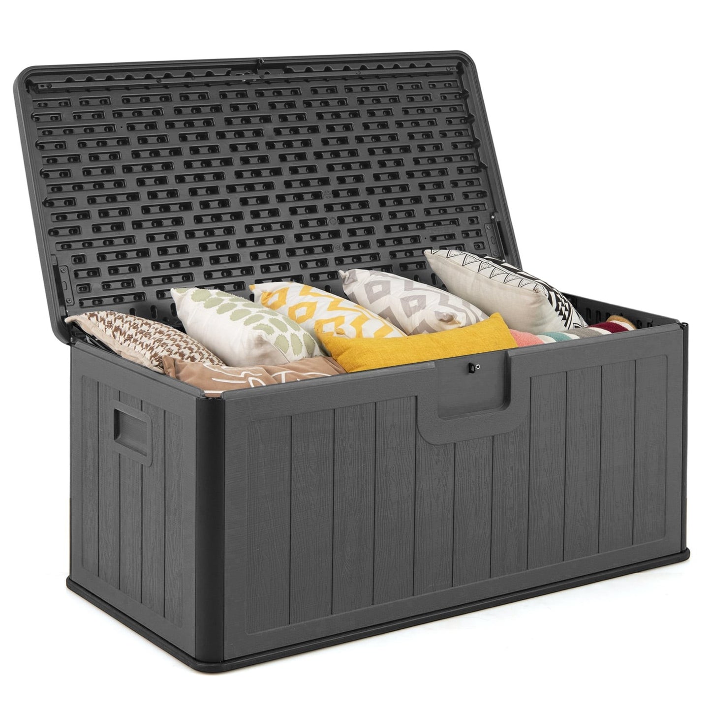 378L Waterproof Outdoor Storage Box, Lockable Lid, Grey