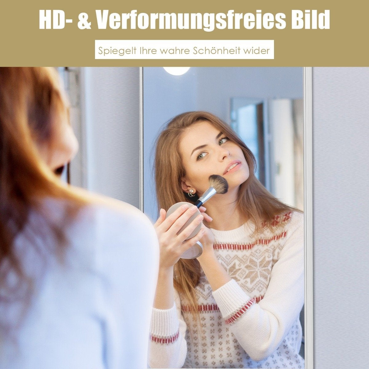 37 x 120 cm full-length mirror with height-adjustable hanging hooks wall mirror silver
