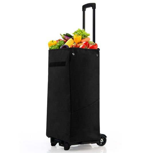 38 L Shopping Trolley Collapsible All-Purpose Trolley with 4 Flexible ABS Wheels Black