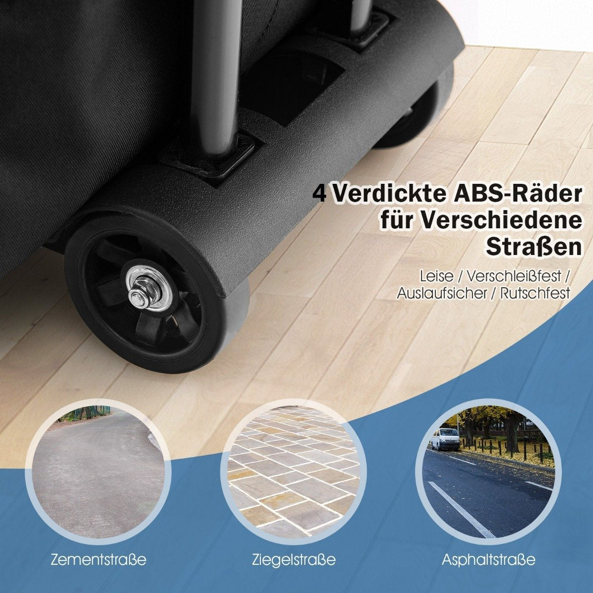 38 L Shopping Trolley Collapsible All-Purpose Trolley with 4 Flexible ABS Wheels Black