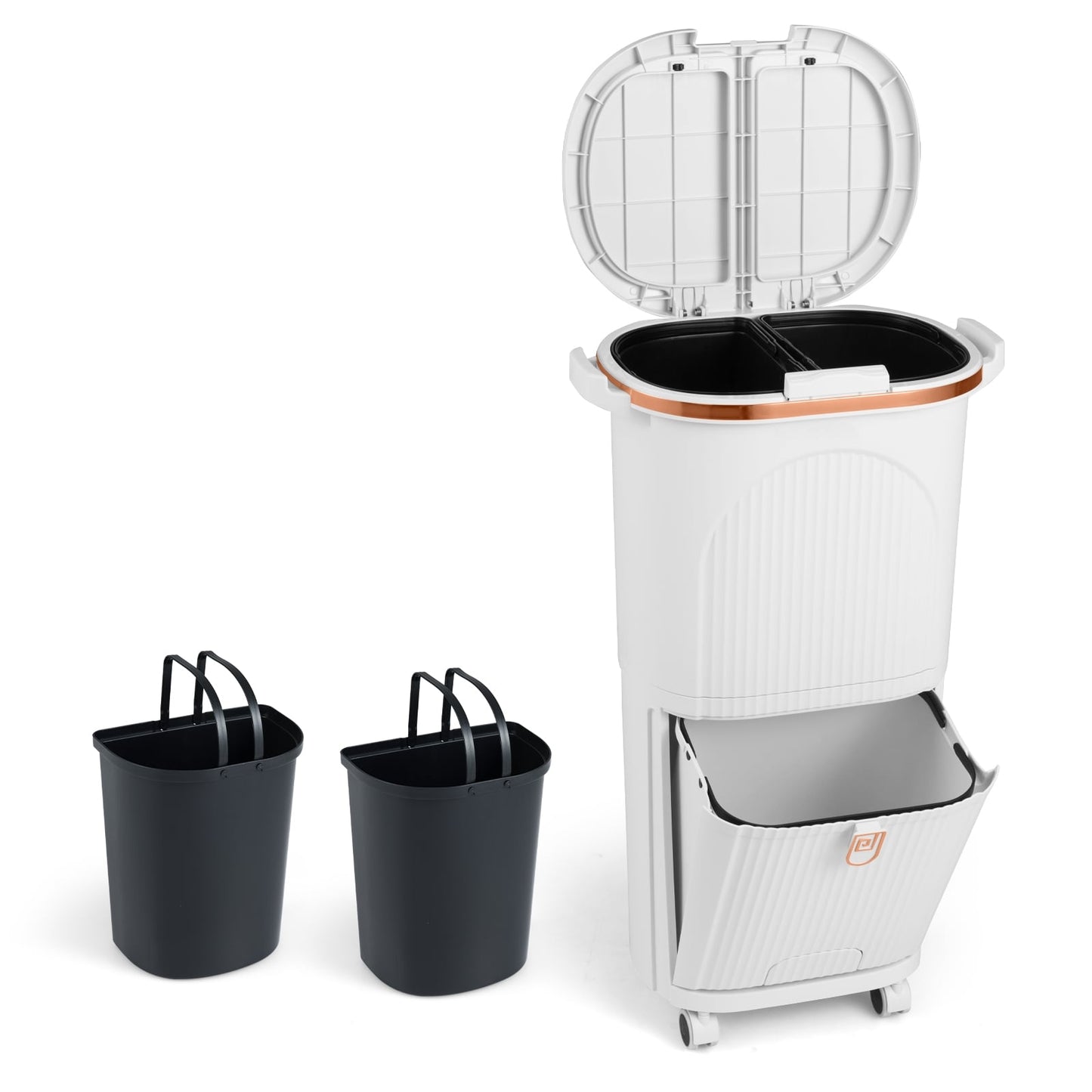 38L Trash Bin with 2 Removable Buckets & Pedal
