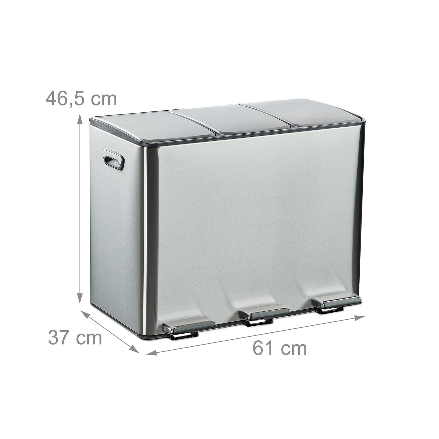 3-Compartment Kitchen Bin, 3x 15L, Soft-Close Lid