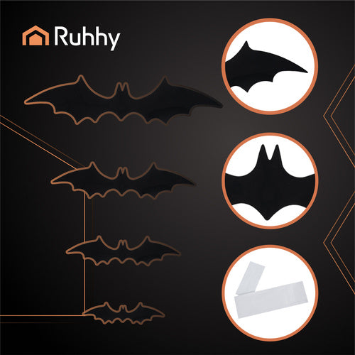 3D Halloween Bat Stickers, 56 Pcs with Adhesive