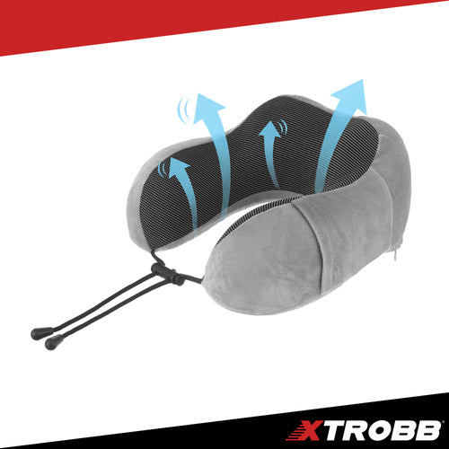 3D Memory Foam Travel Pillow with Earplugs, Neck Support
