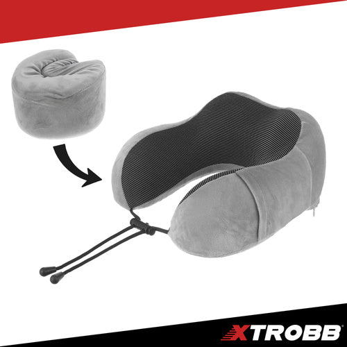 3D Memory Foam Travel Pillow with Earplugs, Neck Support