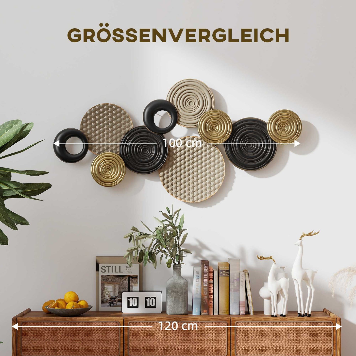 3D Metal Wall Art, Multicolor, 100x50 cm, No Assembly Needed