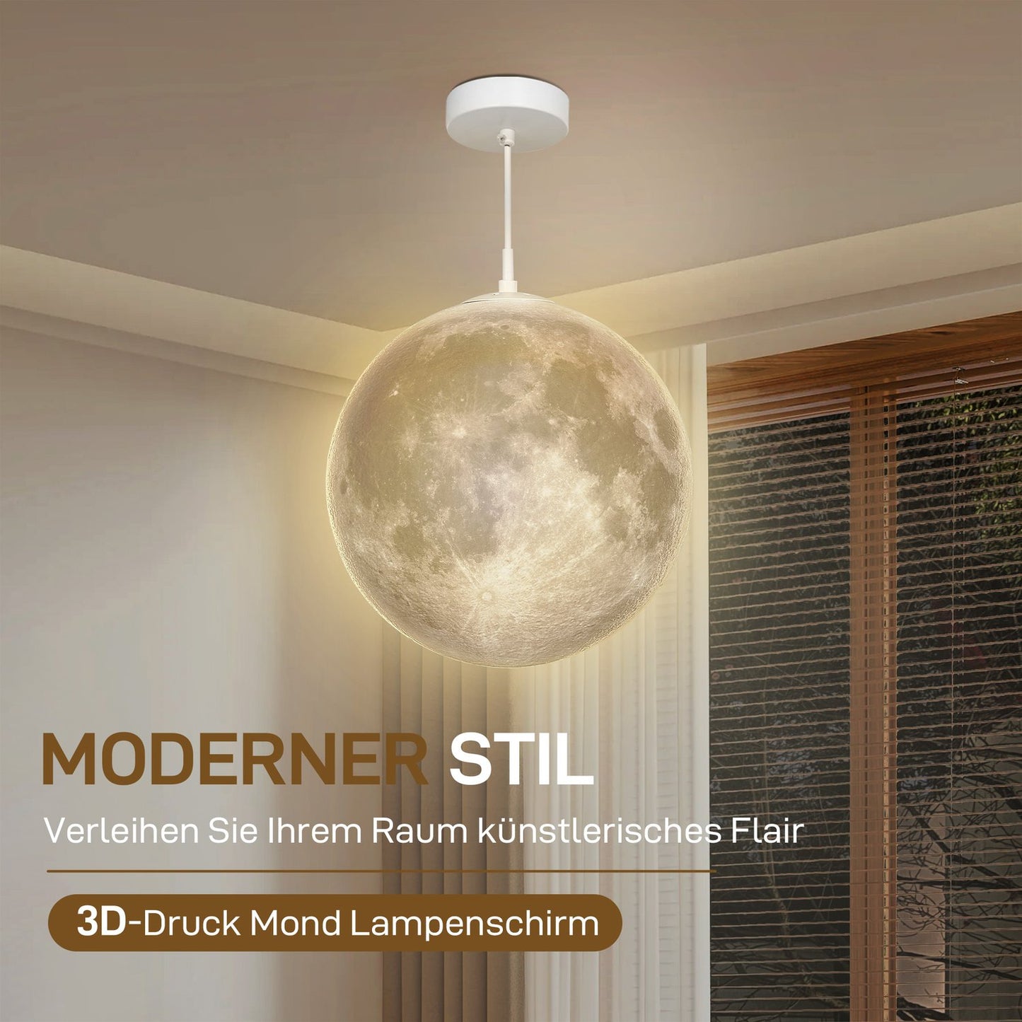 3D Moon Pendant Light with color change and app control