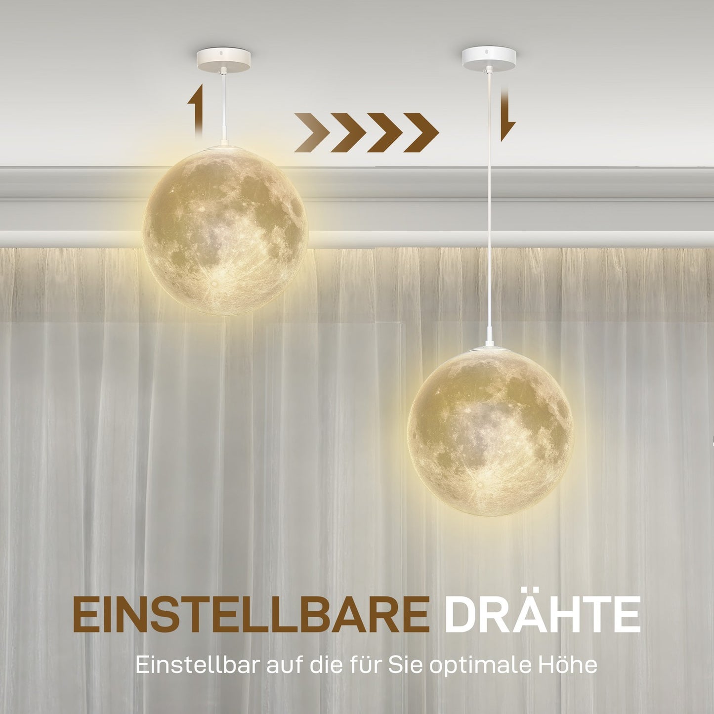3D Moon Pendant Light with color change and app control