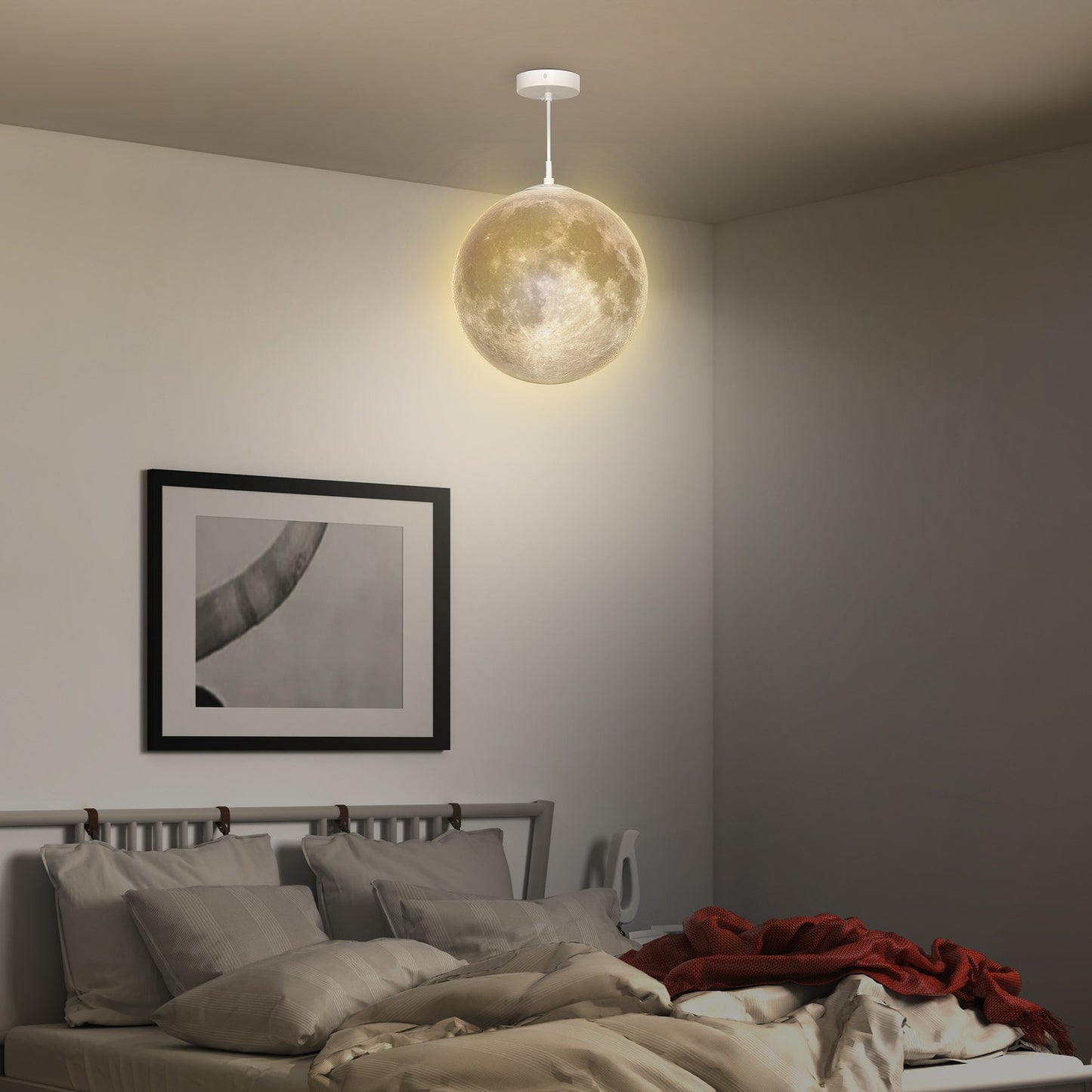 3D Moon Pendant Light with color change and app control