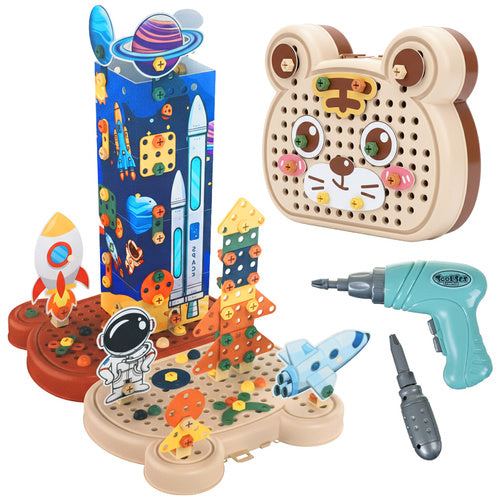 3D Space Building Blocks Set, 161 Pieces, Electric Screwdriver