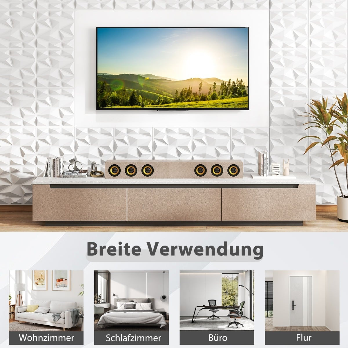 3D Wall Panels, Diamond Pattern, PVC, 100 Pack, 9㎡ Coverage