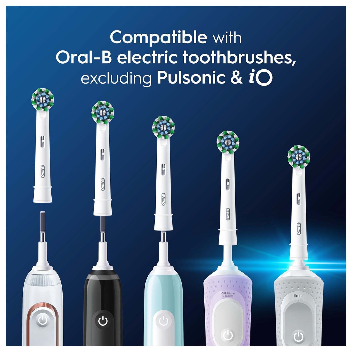 3D White Toothbrush Heads, Pack of 4
