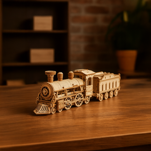 3D Wooden Puzzle Steam Locomotive, 282 Pieces, Ages 12+