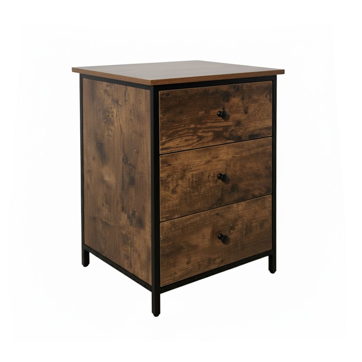 3-Drawer Wood-Effect Bedside Table with Storage