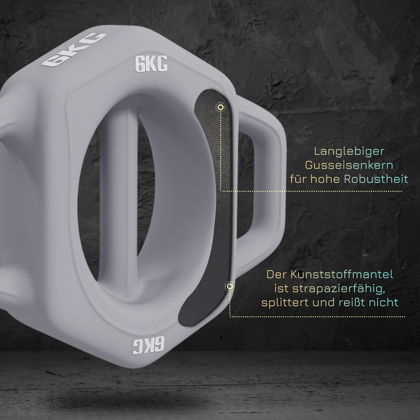 Multifunctional 3-in-1 6 kg dumbbell - floor friendly, metal