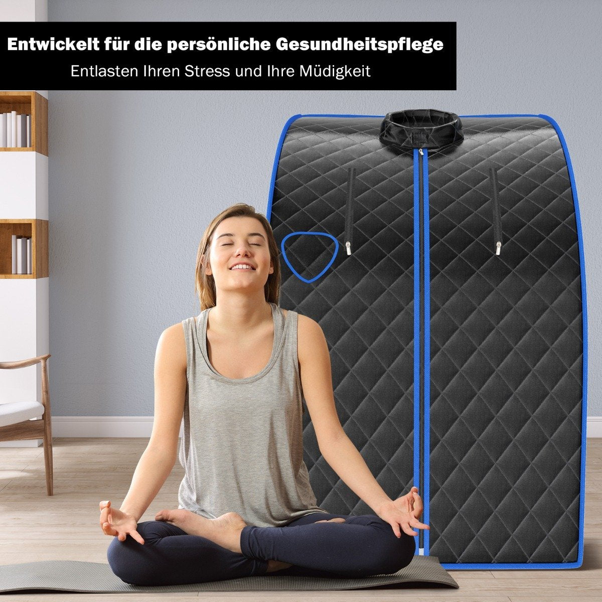 3L 1000W Mini Steam Sauna with Mist Function Home Sauna 78 x 87 x 101 cm Black