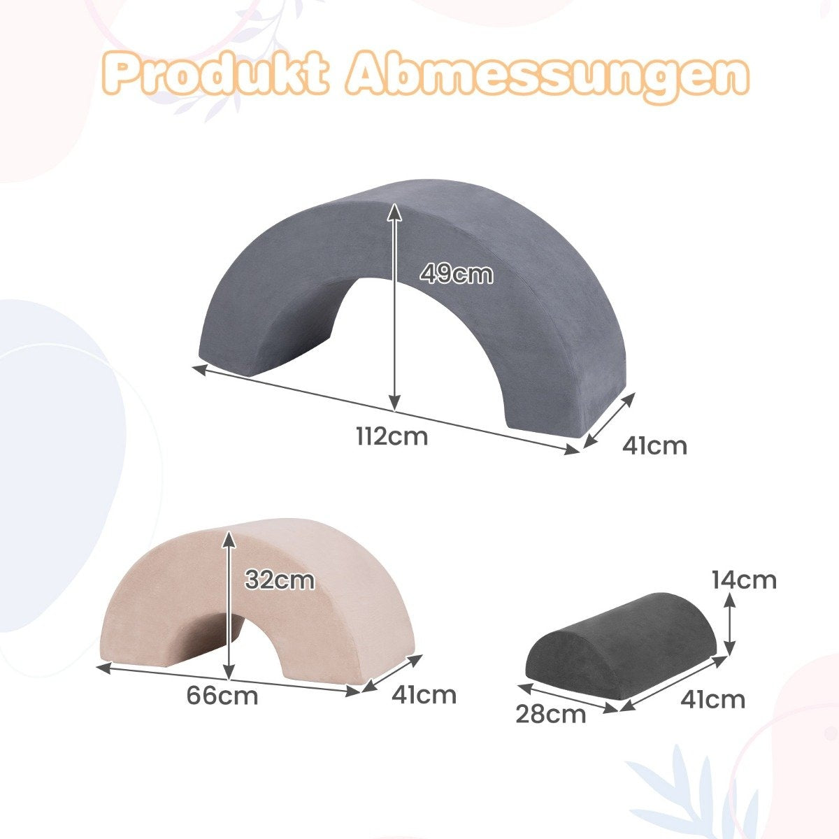 3 PCS. Soft building blocks foam building blocks for climbing and crawling for babies grey
