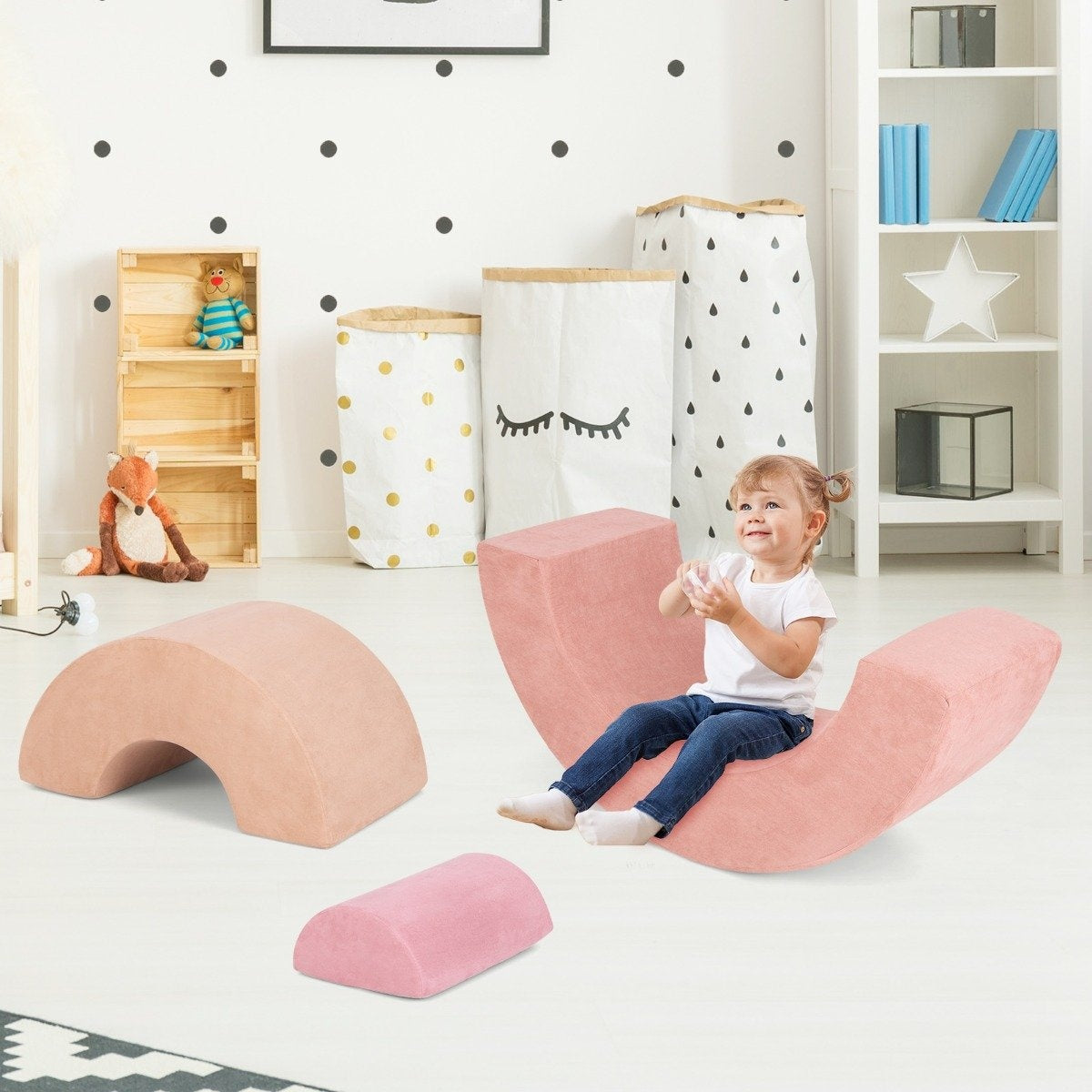 3 PCS. Soft building blocks foam building blocks for climbing and crawling for babies pink