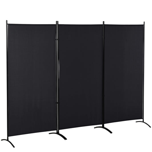 3-Panel Room Divider, Black Metal Frame, Privacy Screen
