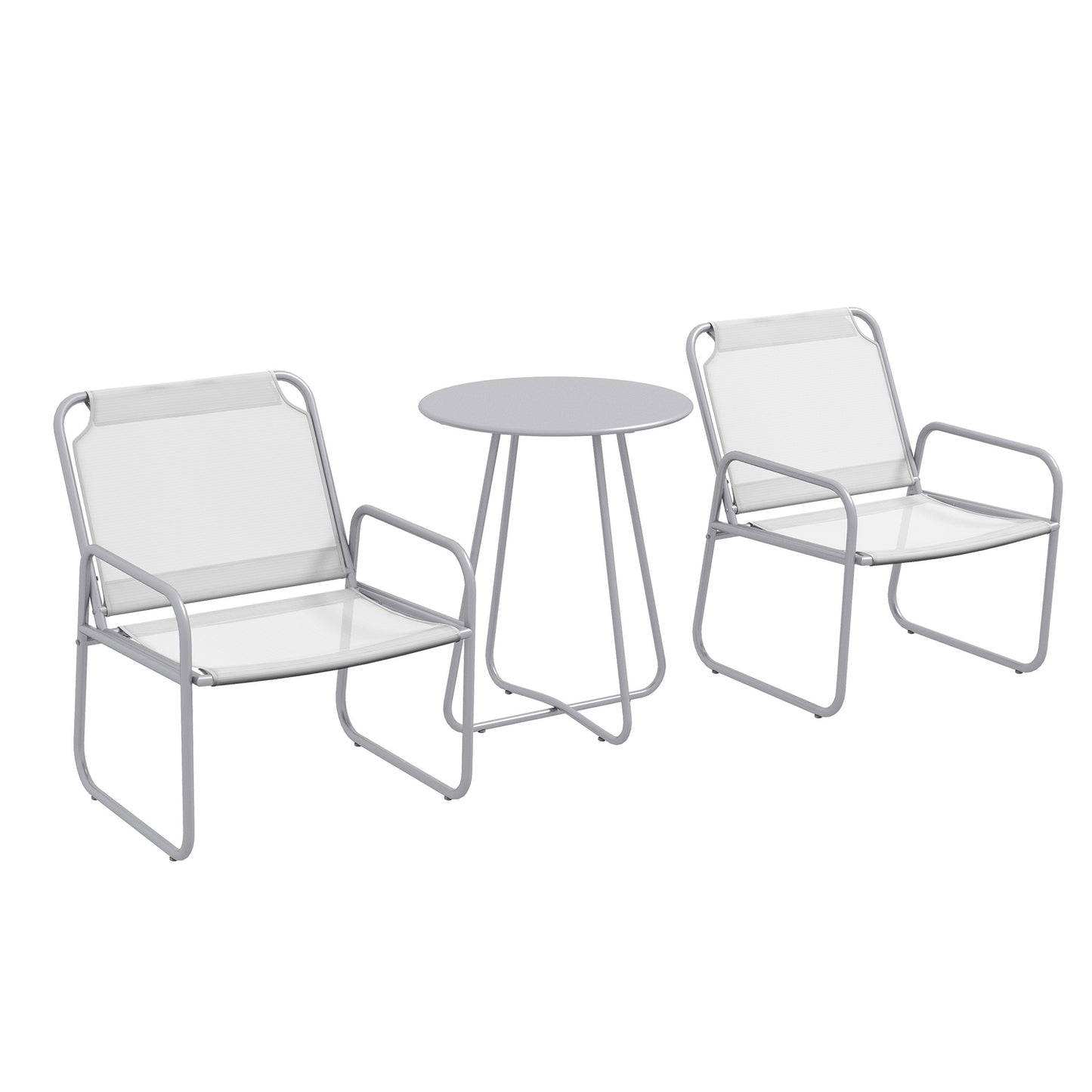 3-piece light gray mesh bistro set for balcony and garden