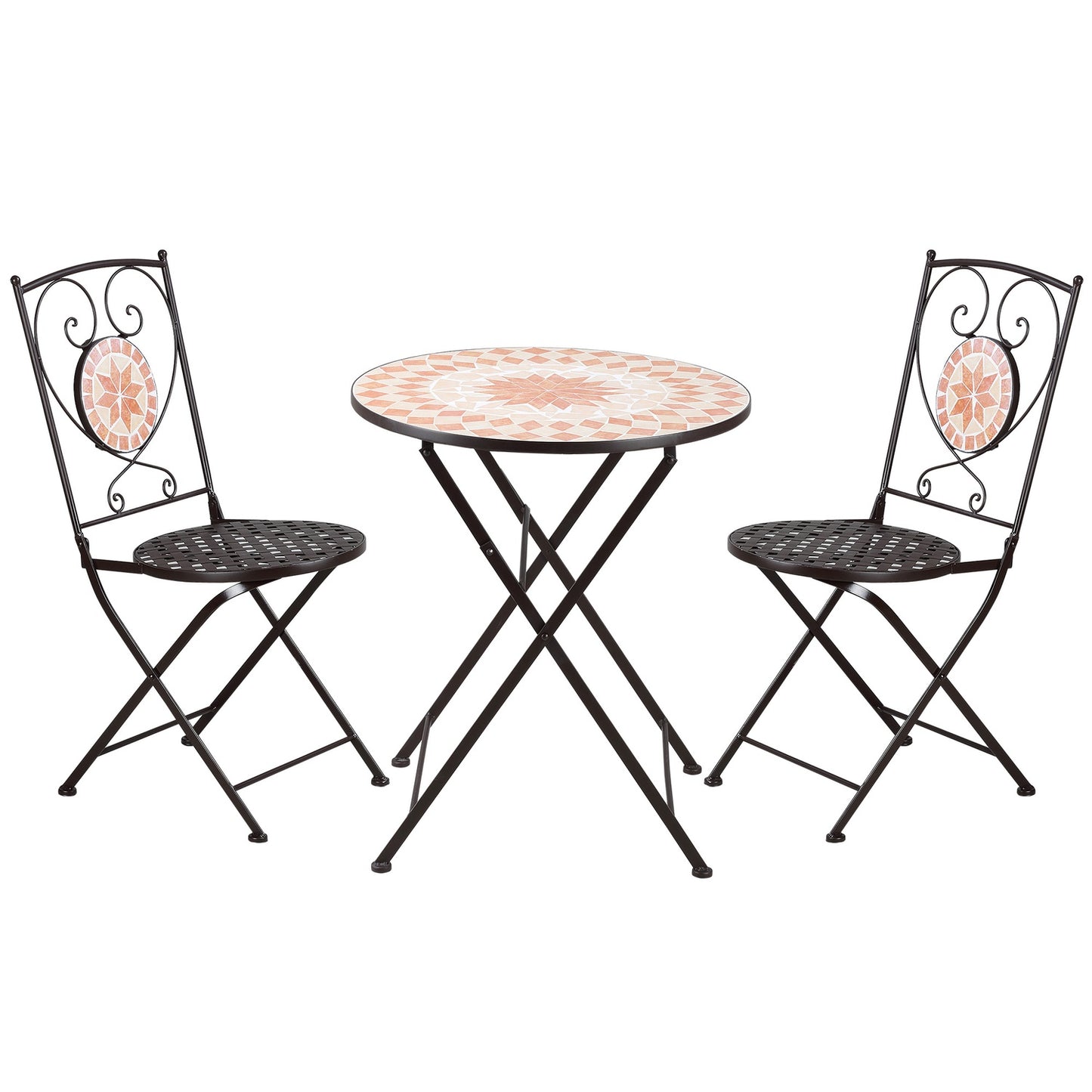 Bistro set - 3 pcs, mosaic metal, table and 2 chairs