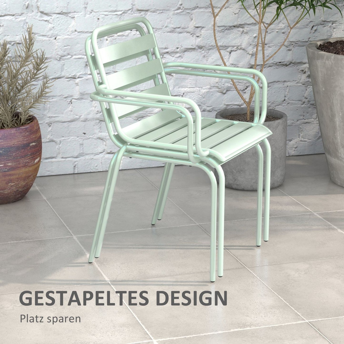 Outdoor Bistro Set - Steel table & chairs, green