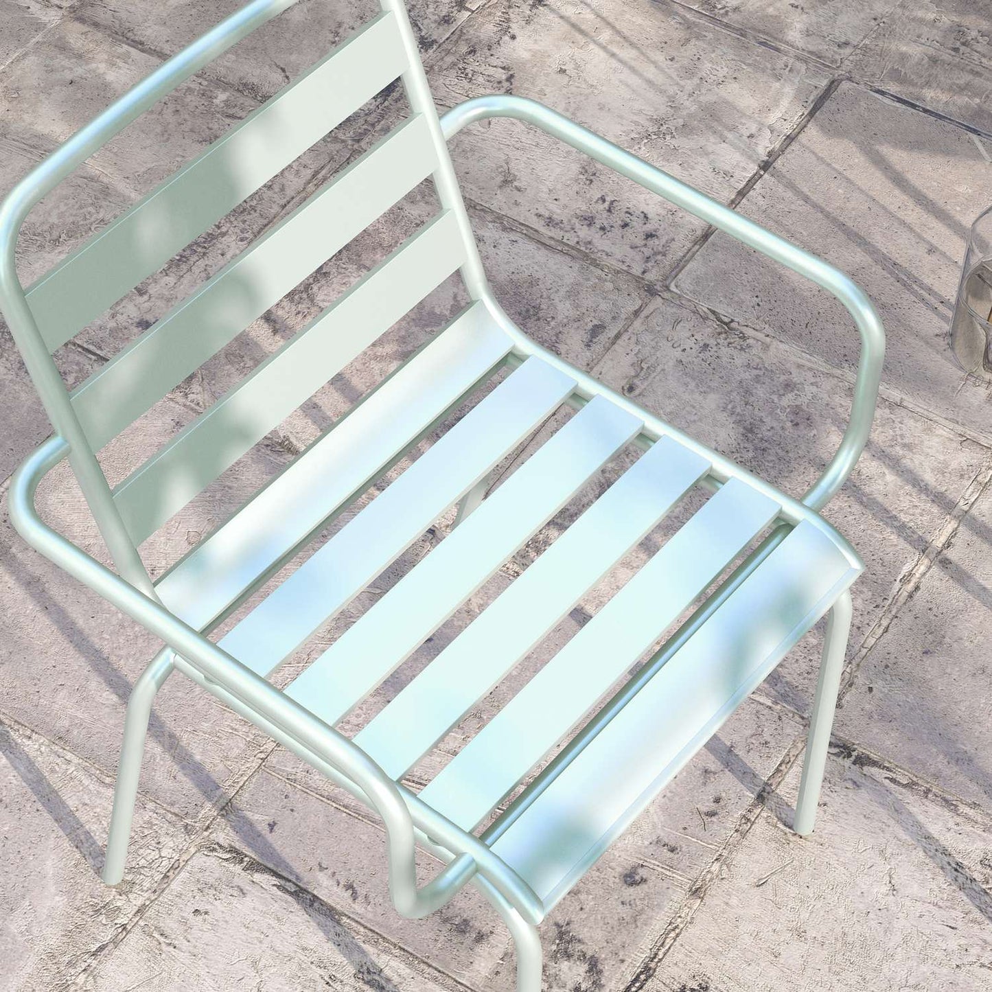 Outdoor Bistro Set - Steel table & chairs, green