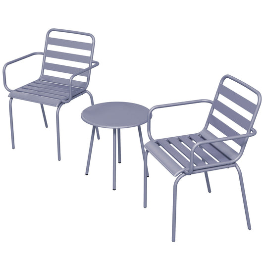 Light gray 3-piece bistro set - steel table and chairs