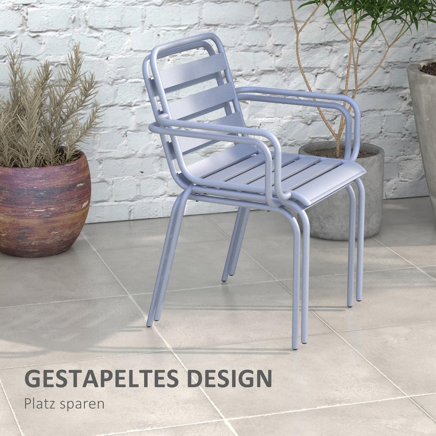 Light gray 3-piece bistro set - steel table and chairs