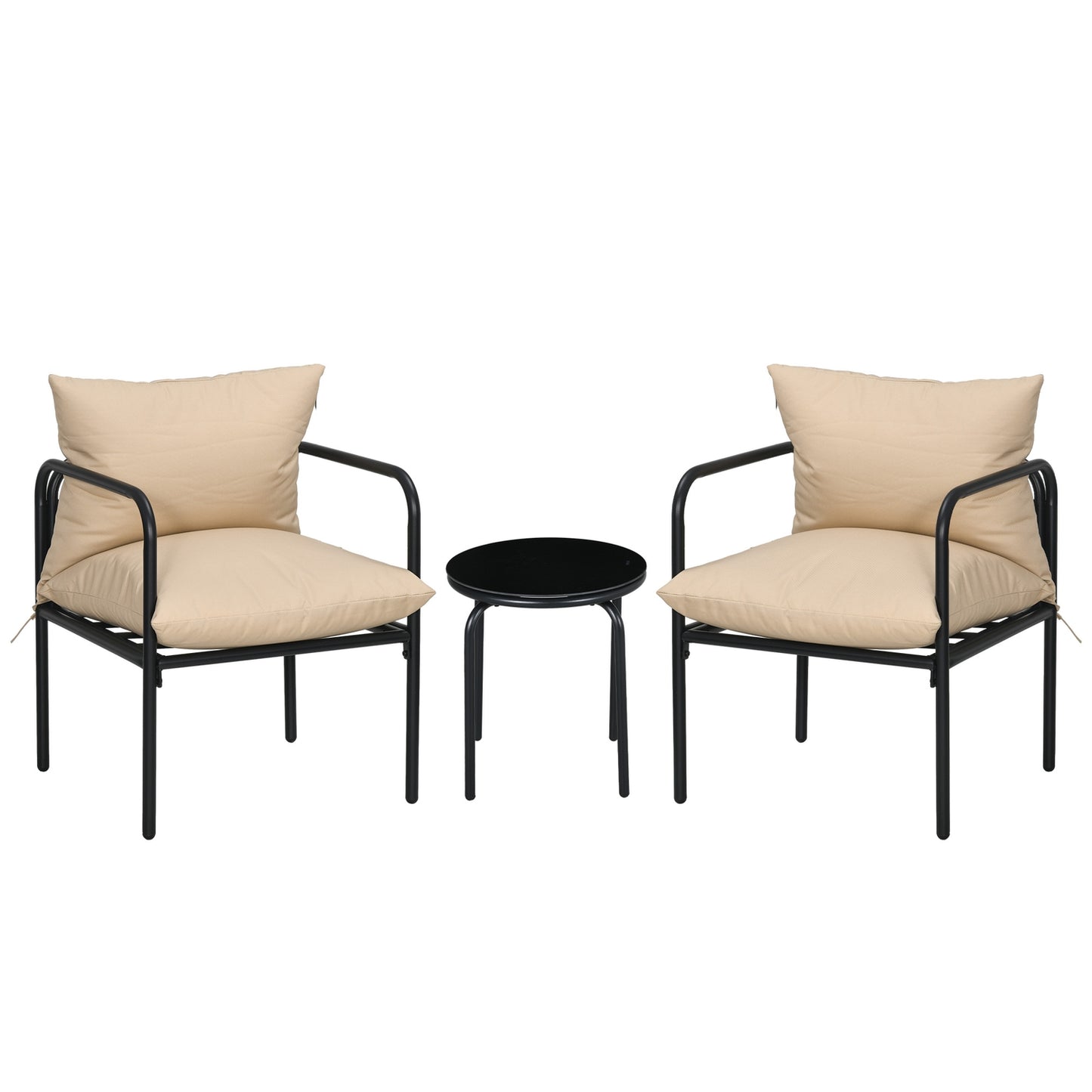 Garden Bistro Set: 3-piece steel furniture with cushions