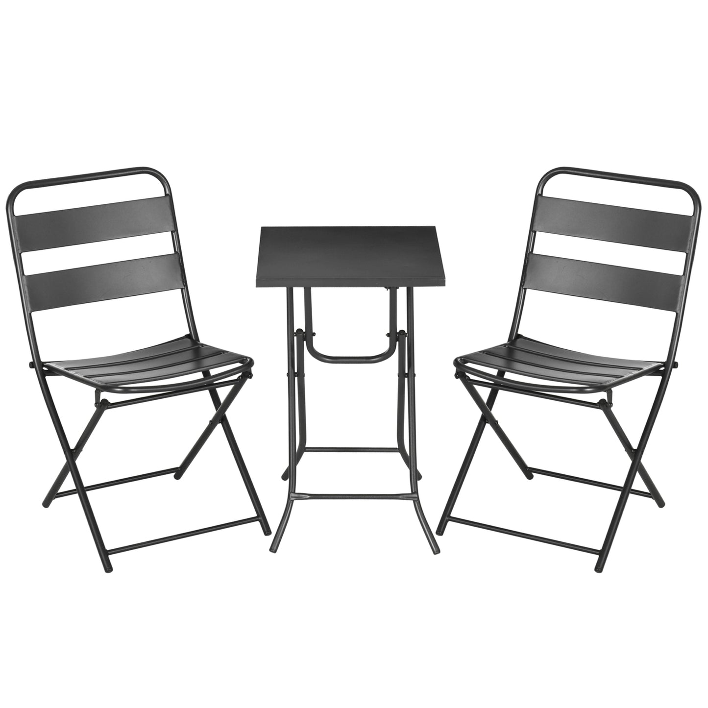 Garden Bistro Set - 1 table and 2 chairs, steel, black