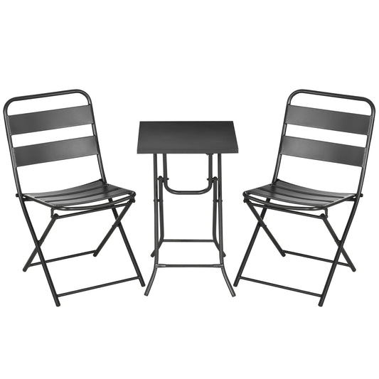 Garden Bistro Set - 1 table and 2 chairs, steel, black