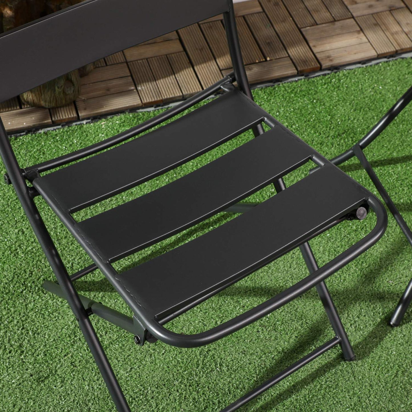 Garden Bistro Set - 1 table and 2 chairs, steel, black