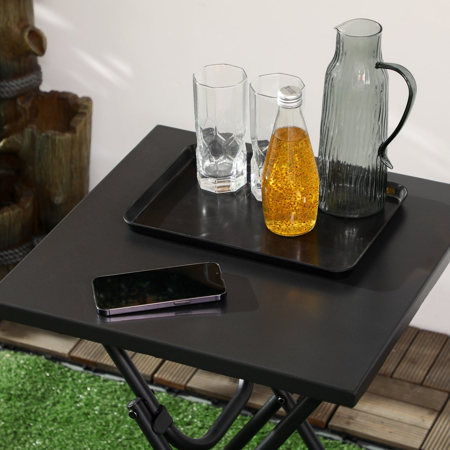 Garden Bistro Set - 1 table and 2 chairs, steel, black