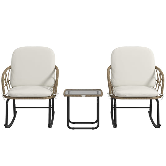 Garden rocking chair set with cushions - 3 pieces